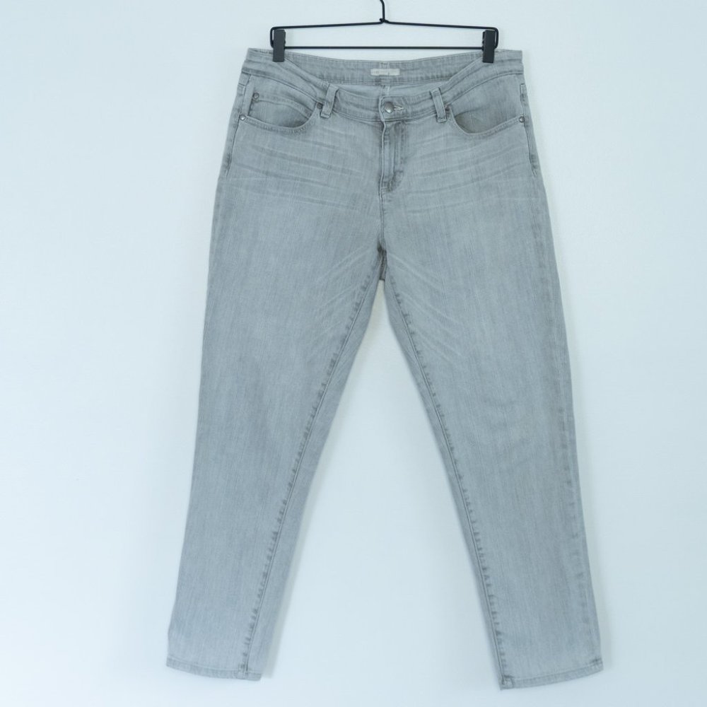 Eileen Fisher Womens Organic Cotton Denim Slim Straight Leg Jean Size 12 Gray